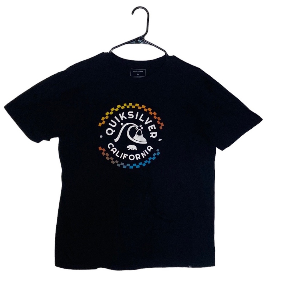 QuickSilver 100% Cotton Black Graphic Short Sleeve T-shirt